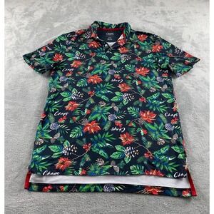 Chaps Mens Everyday Performance Christmas Holiday Floral Polo Shirt Small Black